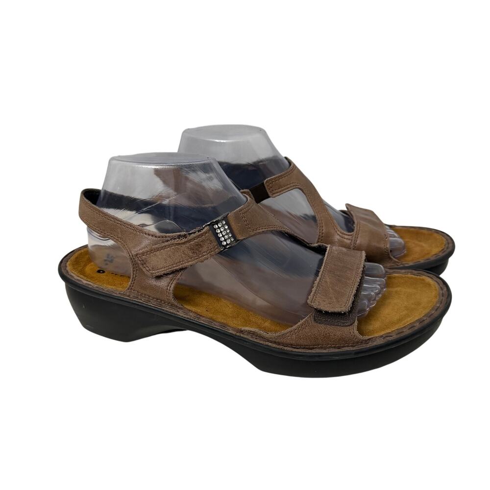 Naot Sandals Womens Size 10 Papaya Brown Leather Adjustable Strap Rhinestones